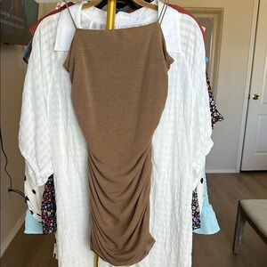 Elegant Tan Mini Dress